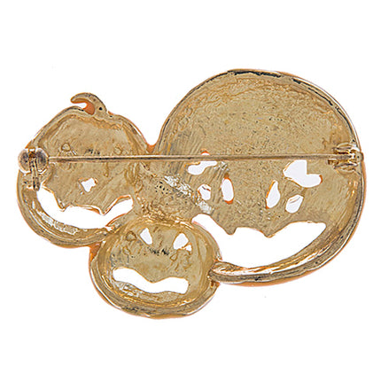 Halloween Costume Jewelry Crystal Rhinestone Three Pumpkin Faces Brooch BH210 - Accessoriesforever
