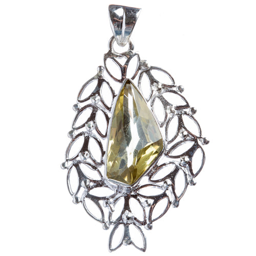 925 Sterling Silver Natural Gemstones Citrine Pendant FJSVP2037