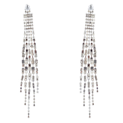 Bridal Wedding Jewelry Crystal Rhinestone Linear Drop Dangle Earrings E984 SV - Accessoriesforever