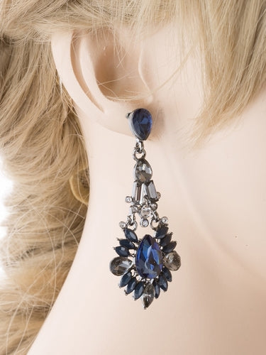 Bridal Wedding Jewelry Crystal Rhinestone Intriguing Fashion Earrings E726 Blue