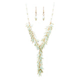 Classic Stylish Beautiful Formica Y Drop Simple Statement Necklace Set Green