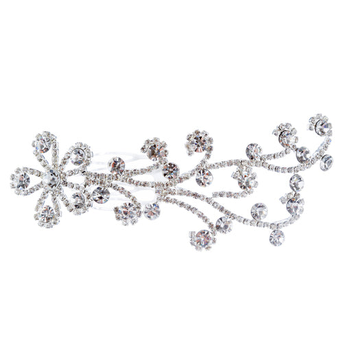 Bridal Wedding Jewelry Rhinestone Simple Floral Decorative Hair Comb H184 Silver