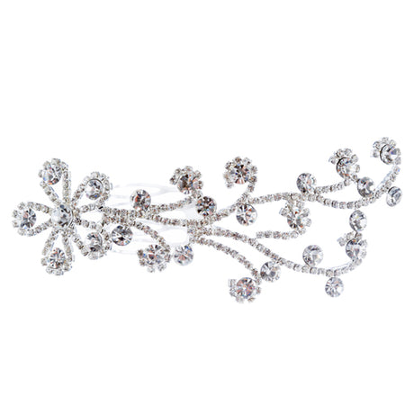 Bridal Wedding Jewelry Rhinestone Simple Floral Decorative Hair Comb H184 Silver