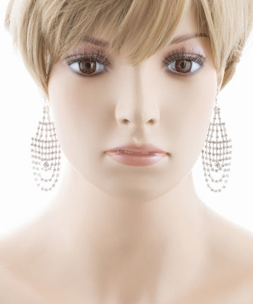 Bridal Wedding Jewelry Crystal Rhinestone Dazzling Drape Dangle Earrings E984 SV - Accessoriesforever