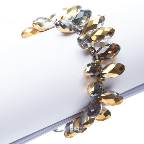 Gorgeous Fashion Stylish Bridal Wedding Cluster Bead Link Bracelet Gold Green