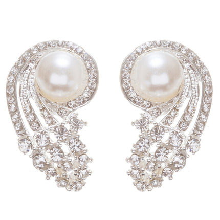 Bridal Wedding Jewelry Rhinestone Pearl Classic Style Fashion Earrings E959 SV - Accessoriesforever