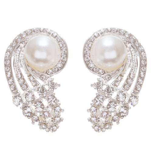 Bridal Wedding Jewelry Rhinestone Pearl Classic Style Fashion Earrings E959 SV - Accessoriesforever