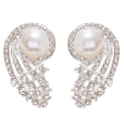 Bridal Wedding Jewelry Rhinestone Pearl Classic Style Fashion Earrings E959 SV