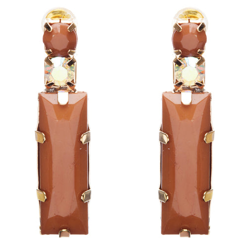 Chic Trendy Fashion Link Design Rhinestone Statement Necklace Set Brown