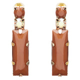 Chic Trendy Fashion Link Design Rhinestone Statement Necklace Set Brown