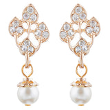 Bridal Wedding Jewelry Set Necklace Rhinestone Pearl Leaf Gold Ivory Cream