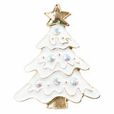 Christmas Jewelry Crystal Rhinestone White Enamel Christmas Tree Pin BH132 White