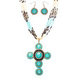 Cross Jewelry Traditional Design Beaded Necklace & Earrings Set JN245 Turquoise
