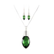 Christmas Jewelry Set Crystal Christmas Light Holiday Necklace Silver Green