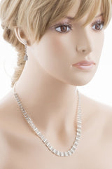 Bridal Wedding Jewelry Crystal Rhinestone Dynamic Contour Necklace J490 Silver