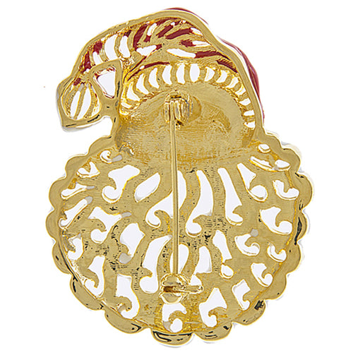 Christmas Jewelry Holiday Jolly Santa Claus Charm Fashion Brooch BH220 GD White - Accessoriesforever