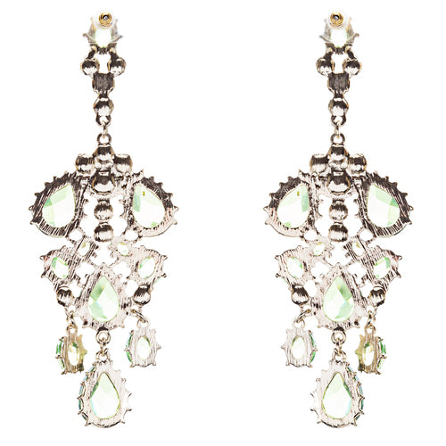 Fashion Chic Sparkle Crystal Rhinestone Stone Dangle Statement Earrings Green