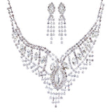 Bridal Wedding Jewelry Crystal Rhinestone Stunning Necklace Set J720 Silver