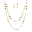 Beautiful Fashion Beads Double Layered Design Statement Necklace Set Ivory