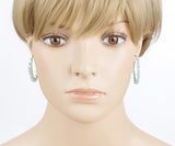 Crystal Wired Handmade Beautiful Fashion Dangle Hoop Earrings Gold Blue