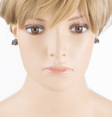 Puppy Dog Crystal Rhinestone Fashion Small Stud Earrings Hematite Black