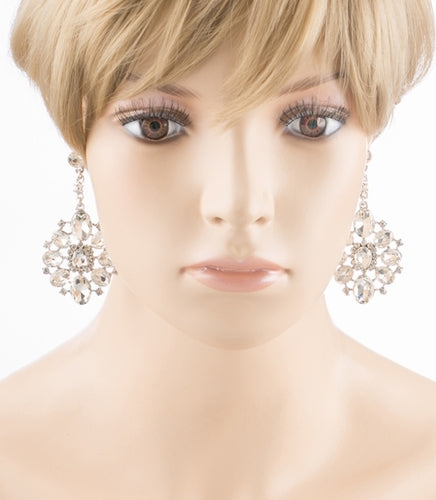 Bridal Wedding Jewelry Crystal Rhinestone Dangle Drop Earrings E611SV - Accessoriesforever