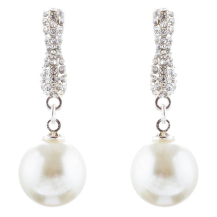 Bridal Wedding Jewelry Crystal Rhinestone Pearl Simple Dangle Earrings E975 SV
