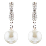 Bridal Wedding Jewelry Crystal Rhinestone Pearl Simple Dangle Earrings E975 SV