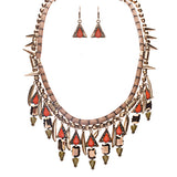 Tribal Fashion Crystal Rhinestone Daring Charm Necklace And Earrings JN224 Green
