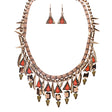Tribal Fashion Crystal Rhinestone Daring Charm Necklace And Earrings JN224 Green