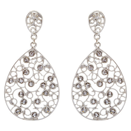 Dazzling Swirl Pattern Crystal Rhinestone Bridal Prom Fashion Earrings E314 SV