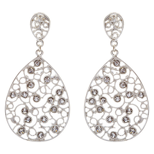 Dazzling Swirl Pattern Crystal Rhinestone Bridal Prom Fashion Earrings E314 SV