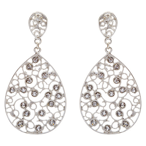 Dazzling Swirl Pattern Crystal Rhinestone Bridal Prom Fashion Earrings E314 SV