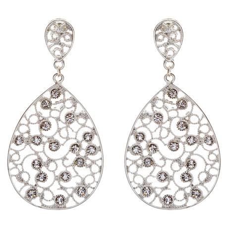 Dazzling Swirl Pattern Crystal Rhinestone Bridal Prom Fashion Earrings E314 SV