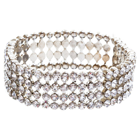 Bridal Wedding Jewelry Crystal Rhinestone Beautiful Wrap Around Bracelet B263 SV