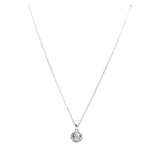 Sport Volleyball Crystal Rhinestone 14mm 18" Long Fashion Necklace Silver Clear - Accessoriesforever
