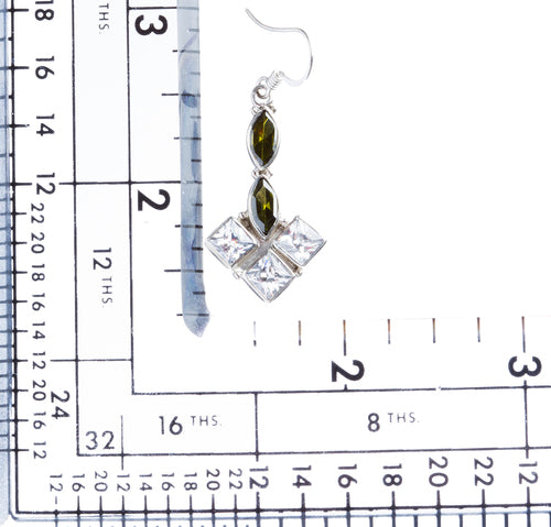 925 Sterling Silver Natural Gemstones Topaz Dangle Earrings FJSVE2142