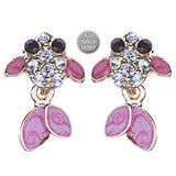 Adorable Crystal Accent Fish Tiny Stud Style Fashion Earrings E504 Gold Pink