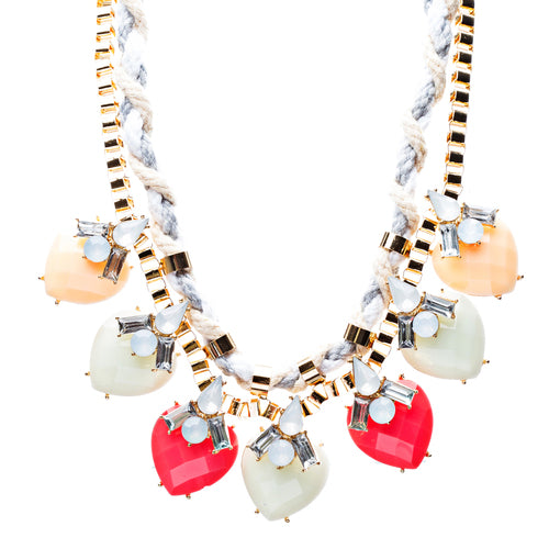 Modern Fashion Crystal Rhinestone Vibrant Heart Shape Necklace Set N75 MTA