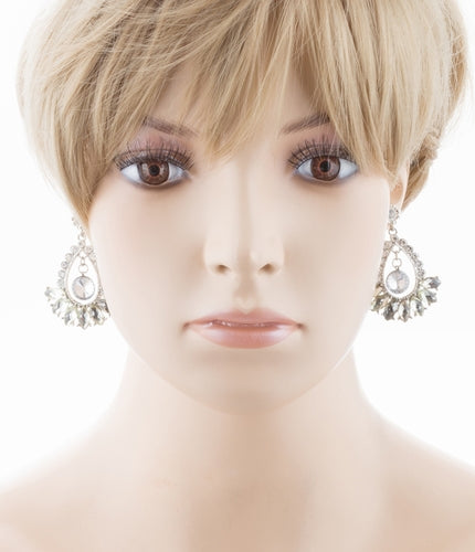 Bridal Wedding Jewelry Crystal Navette Dangle Earrings