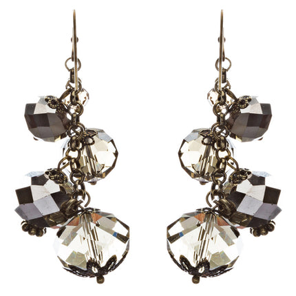 Modern Fashion Crystal Rhinestone Cute Cluster Design Dangle Earrings E833 Gray - Accessoriesforever