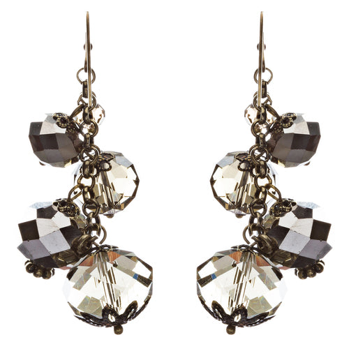 Modern Fashion Crystal Rhinestone Cute Cluster Design Dangle Earrings E833 Gray - Accessoriesforever