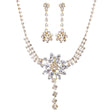 Bridal Wedding Jewelry Prom Rhinestone Pretty Floral Necklace Set J656 Gold