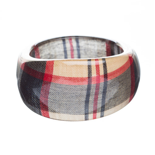 Fashion Trendy Stylish Plaid Pattern Design Bangle Bracelet Red Black