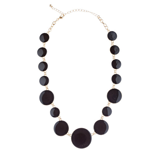 Beautiful Simple Design Bold Statement Necklace Earrings Set N105 Gold Black - Accessoriesforever