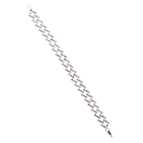 Fashion Chic Crystal Rhinestone Simple Yet Elegant Link Bracelet B422 Silver
