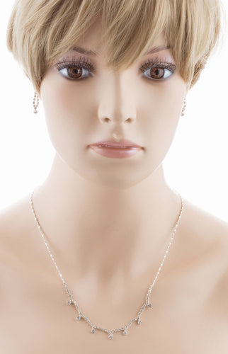 Bridal Wedding Jewelry Set Crystal Rhinestone Vintage Chic Necklace Silver - Accessoriesforever