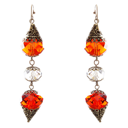Trendy Fashion Crystal Rhinestone Stylish Pointed Tear Drop Earrings E829 Red