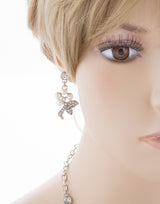 Bridal Wedding Jewelry Set Necklace Crystal Rhinestone Pearl Floral Bib Silver