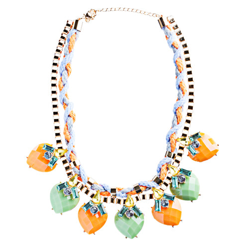Modern Fashion Crystal Rhinestone Vibrant Heart Shape Necklace N75 Multi